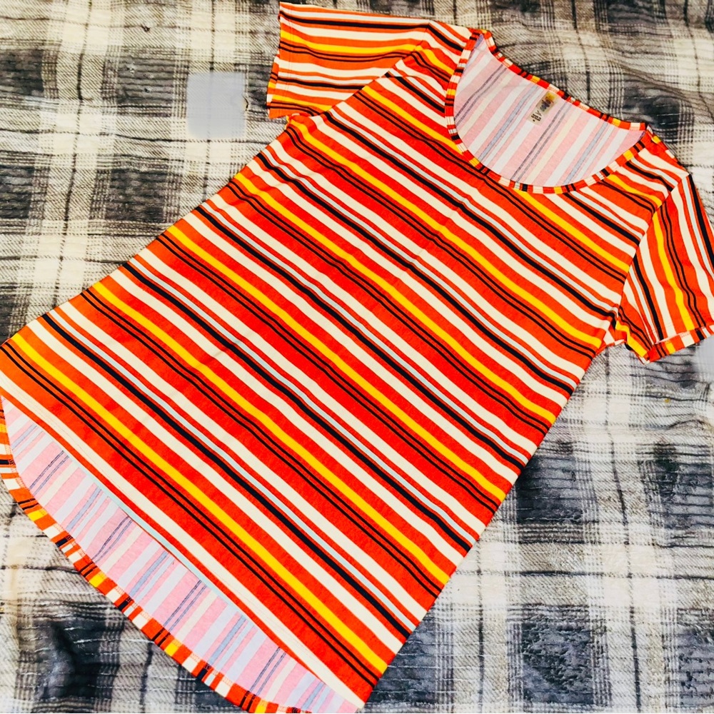 Women’s size medium LuLaRoe Orange Striped A-line Top